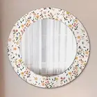 Printed Glass Frame Wall Mirror Bathroom Room Ready to Hang small cute flowers