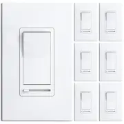 6 Pack Dimmer Light Switch, Single-Pole or 3-Way Slide Dimmer Switches for Le...