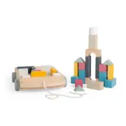 Bigjigs Toys FSC Certified Brick Pull Along Cart with Baby Blocks, 18 months +