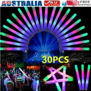 30PCS LED Foam Glow Sticks RGB Thunder Wand Stick Flashing Light Rave Party Tool