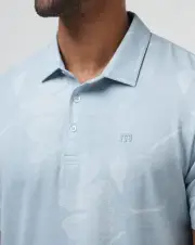 TRAVIS MATHEW MENS FEATHERWEIGHT MIST POLO - MEDIUM - HEATHER DUSTY BLUE