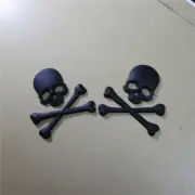 2x Black Matte Skull Crossbones Skeleton Metal Sticker Decal Badge Emblem AWD V6 (for: Renault)