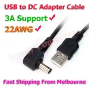 USB Type-A Male to 5.5mm 4.0mm 3.5mm 2.5mm 5V DC Power Jack Cable 90° Angle Plug