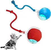 Velmoriah 2-Pack Interactive Cat Toys Ball for Indoor Cats Fast Rolling on Carpet, Birds Chirping & Motion Activate Kitten Cat Toys (Blue & Red)