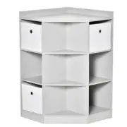HOMCOM 9-Cube Kids Corner Storage Toy Cabinet Organizer, Bookshelf w/ Fabric Dra