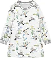 [Joisal] Graceful Birds White Toddler Dress, Toddler Dress Long Sleeve, Christmas Dresses for Girls, Graceful Birds White, 3 Years