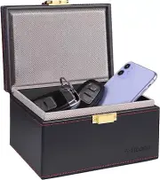 Faraday Box PU Leather RFID Signal Blocker for Keyless Fob, Car Key Protector