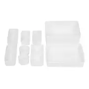 Set of 10 White Plastic Weave Baskets Storage Carry Containers Organiser Boxes Bins