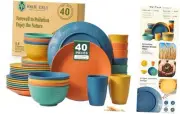 40-Piece Premium Wheat Straw Dinnerware Sets, Service for 8, 40 PCS Multicolor