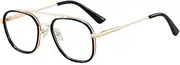 [VFDHN] Blocking Glasses Square Women Big Glasses Frame For Men Metal Spring Hinge Male