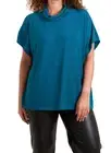 Italian Roll Neck lightweight shimmer short sleeve Teal Top One Size UK 8-16