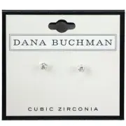 Dana Buchman Earrings Cubic Zirconia Studs 3/16" Silver-Tone