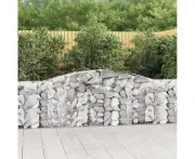 vidaXL Arched Gabion Baskets 3 pcs 400x30x80/100 cm Galvanised Iron