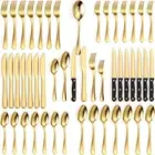 Tribal Cooking 49 Piece Gold Silverware Set - Service for 8 - Stainless Steel...