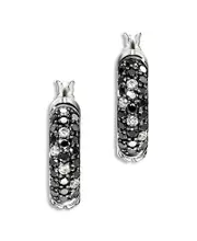 John Hardy Sterling Silver Jh Essentials Diamond Pave Black Sand Small Hoop Earrings