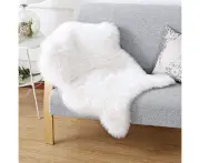 Faux Lambskin Sheepskin Rug Faux Fur Decorative Fur Imitation Lambskin Rug Longhair Fur Imitation Wool Bedside Rug Sofa Mat (60 X 90 Cm) White / Pink-White