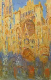 Rouen Cathedral Facade at Sunset by Claude Monet Giclee Reproduction on Canvas