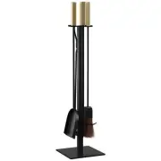 Maklaine Contemporary Modern Fireplace Tools in Gold/Black (Set of 4)