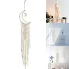 Macrame Woven Wall Hanging Moon Dream Catcher,Bohemian Handmade Room Hanging
