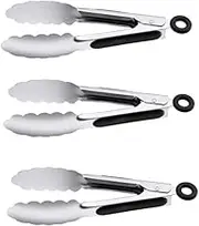 DACUAN 7" Small Kitchen Tongs Set of 3, Stainless Steel Ice Tongs Food Tongs, Mini Serving Tongs for Appetizers, Salad, Buffet