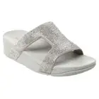 FitFlop Lulu Marli H-Bar Design Micro-Crystals Slide Sandal Silver US 7 38 NIB