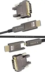 4K DVI-HDMI Adapters Cable, Fiber Optic, Detachable Type A Micro D, 18Gbps Ultra Speed, Slim Flexible, Long Extended, for Projector TV Xbox PS (HDMI AD + DVI 4K, 20ft)