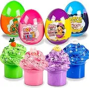 Waybla Easter Basket Stuffers for Kids – 4-Pack Butter Slime Eggs with Colorful Slimes, Glitter, and Easter Figurines – Fun Sensory Toy, Party Favors, Easter Basket Fillers
