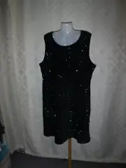 Size Plus Sleeveless Lined Dress ,3X, Nina Leonard,Dark Green Pine Sequin NWT