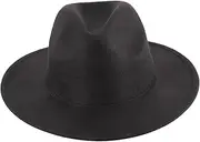 [COLLBATH] Wide Brim Mens Hat Vintage Jazz Style One Size Fit Comfortable Warm Hat for Men Black