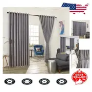 Elegant 216" Wall to Wall Light Gray Blackout Curtains with Tie-Backs - 2 Pack