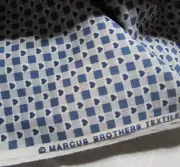 Marcus Brothers Blue White Heart Checkered Cotton Fabric Pieces:100" /110"/200"