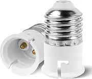 E27 to B22 Adapter Converter, Max Power 60W Screw to Bayonet Bulb Adapter ES to BC Lamp Base Adapter for LED Bulbs, Incandescent Bulbs, CFL Bulbs, AC100-250V (2 Packs)