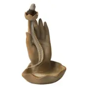 Lotus Hand Ceramic Backflow Incense Cone Burner Waterfall Yoga