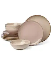 Oneida Organic Shades 12-Piece Dinnerware Set, Clay