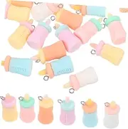 [KOCKSHION] Cute Keychain Charms Set 24pcs Resin Flat Back Charms Pendant for Jewelry Making Diy Craft Supplies