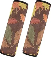 Car Seat Belt Pads 2 Piecing Breathable Car Safety Seat Belt Strap Shoulder Pad Backpack Shoulder Strap Pad Cover Car Accessories for Adults Child Kids S Seamless Autumn Foliage Pattern