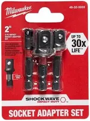 [Milwaukee] 48325033 Shockwave Power Bit Socket Adapter Set 1/4 3/8 1/2, Pack of 1