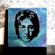 John Lennon Silhouette 12 x 12 Painting Art Canvas Resin Beatles Psychedelic 60s