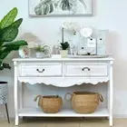 PROVINCIAL WOODEN HALL BEDSIDE TABLE 2 DRAW WHITE