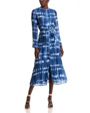 Bella Dahl Printed Tie Waist Pleated Maxi Dress
