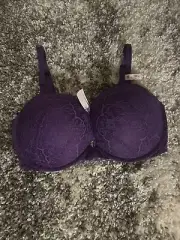 Victoria's Secret Lace Dream Angels Push Up Bra 38DD Purple Underwire NWT