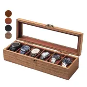 Watch Box for Men and Women - Large Glass Lid, Wooden Display Storage Case Wi...