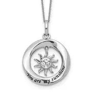 Sterling Silver Enamel You Are My Sunshine Crystal Sun Necklace