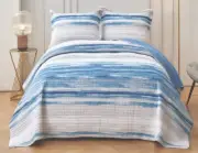 Windsor Blue Bedspread Coverlet Set Single Queen King Super 100% Cotton Coastal