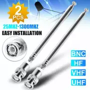 2x Telescopic Antenna Replacement BNC Connector for Radio Scanner/VHF/UHF/AM/FM