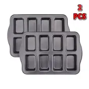 2 Pack 8 Cavity Mini Loaf Pan, Non-Stick Carbon Steel Bread Baking Pans