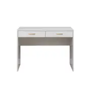European Cabinetry White VJ Panel Oval Brass Handles Odessa Desk