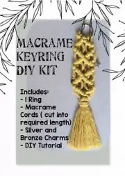 Macrame Keyring DIY Kit With Step-by-step Tutorial Includes Cords, Charms, Ring!