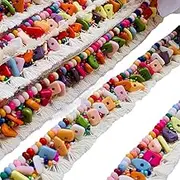 PIYUCRAFTS 3.5 CM Multicolor Beaded Trim – Boho Style Colorful Stone and Bead Lace with Tassels for Dresses, Bags, Jackets, Home Décor – by The Yard (1, 3, 6 Yards) (1)