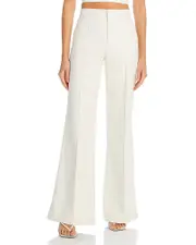 Alice and Olivia Dylan High Waist Wide Leg Pants in Ecru Vegan Leather